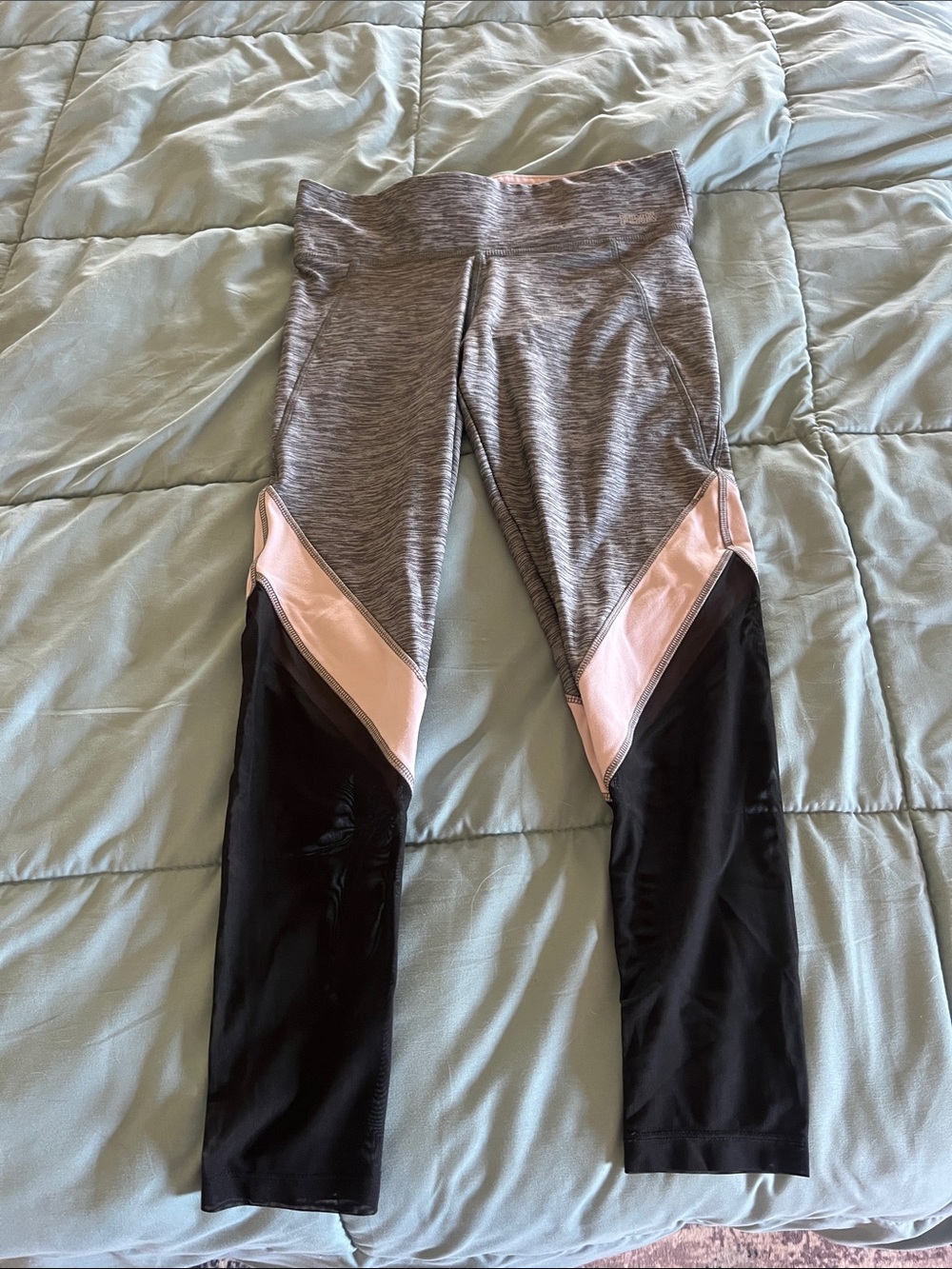 PINK Victoria's Secret Gray, Pink & Black Colorblock Leggings